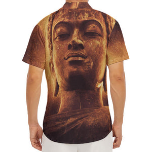 Vintage Buddha Statue Print Men's Deep V-Neck Shirt