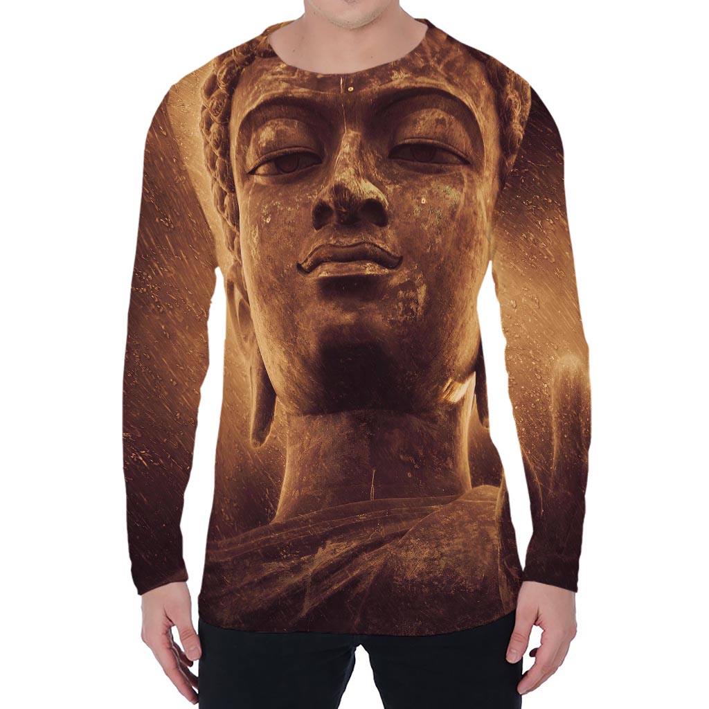 Vintage Buddha Statue Print Men's Long Sleeve T-Shirt