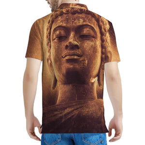 Vintage Buddha Statue Print Men's Polo Shirt