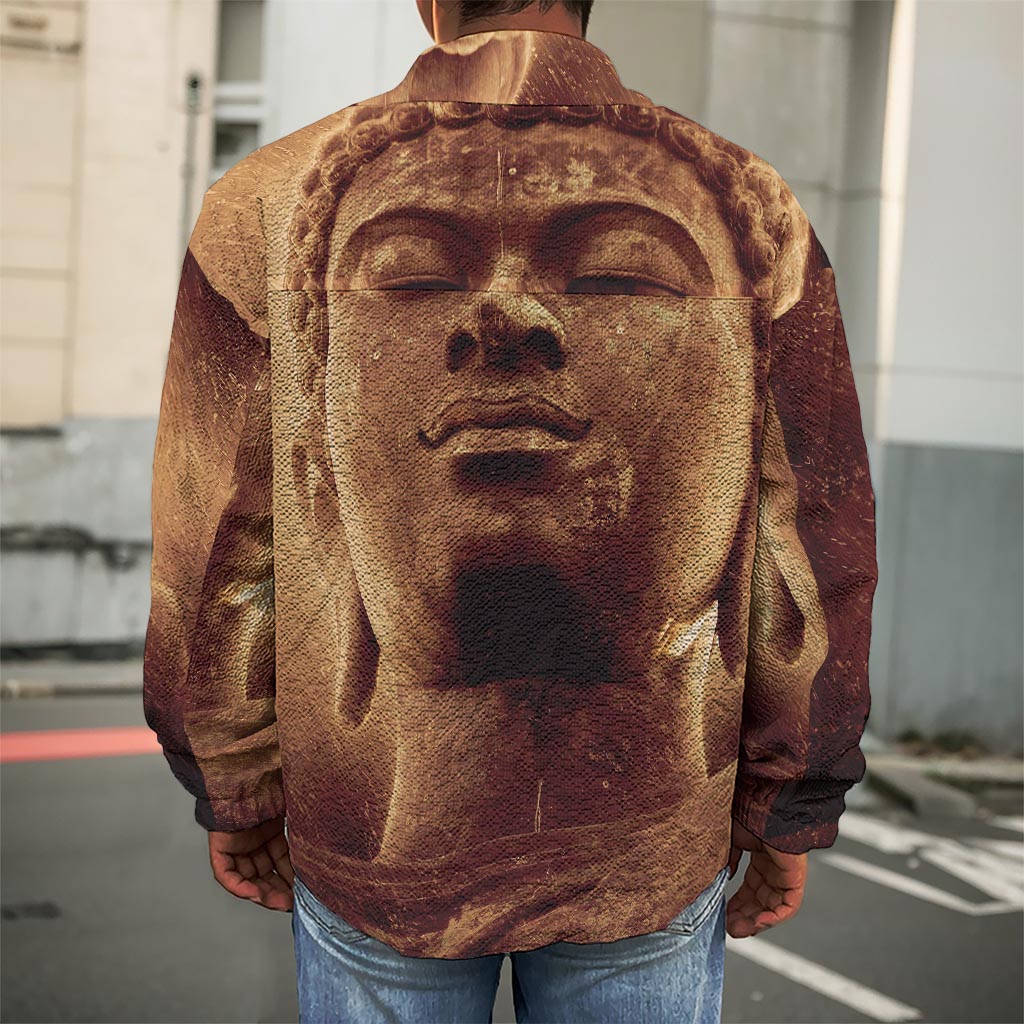 Vintage Buddha Statue Print Men's Shirt Jacket