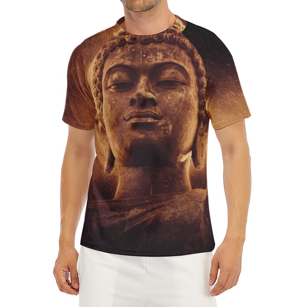 Vintage Buddha Statue Print Men's Short Sleeve Rash Guard