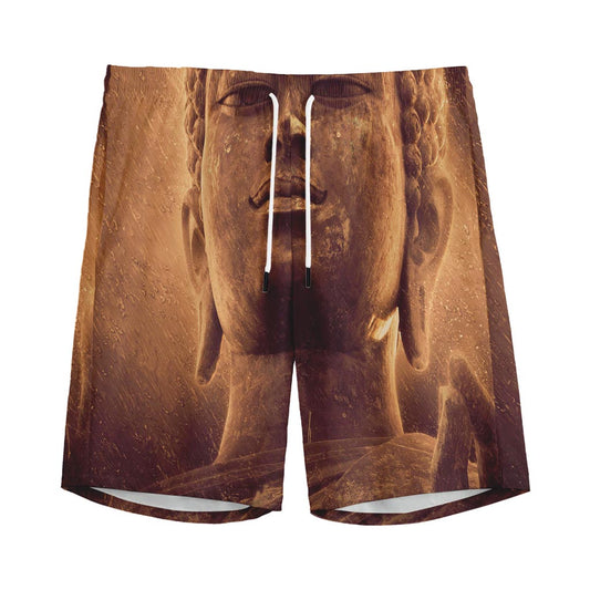 Vintage Buddha Statue Print Men's Sports Shorts