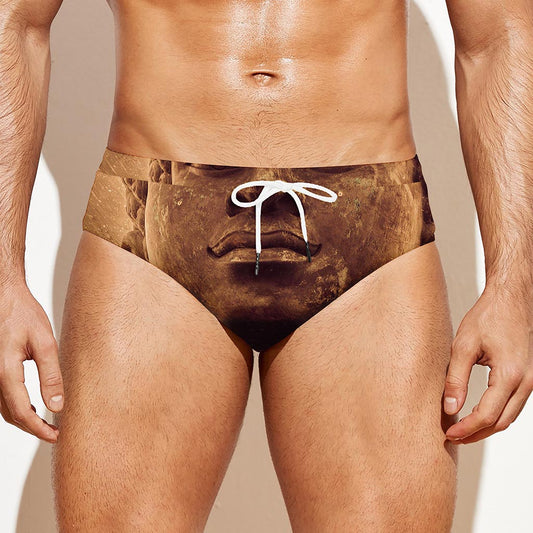 Vintage Buddha Statue Print Men's Swim Briefs
