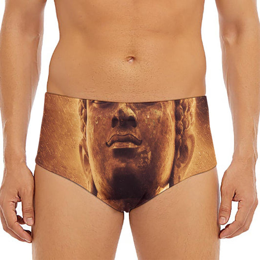 Vintage Buddha Statue Print Men's Triangle Swim Briefs