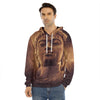 Vintage Buddha Statue Print Men's Velvet Pullover Hoodie