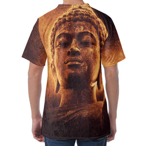 Vintage Buddha Statue Print Men's Velvet T-Shirt