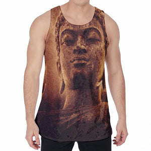 Vintage Buddha Statue Print Men's Velvet Tank Top