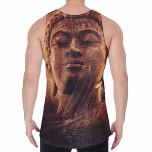 Vintage Buddha Statue Print Men's Velvet Tank Top