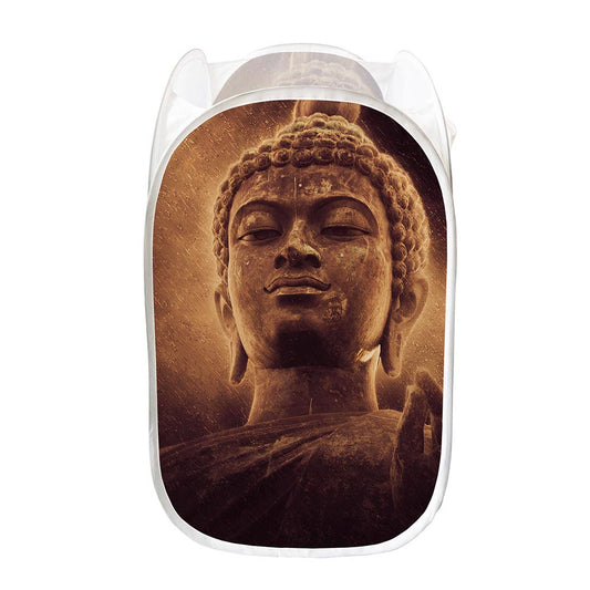Vintage Buddha Statue Print Mesh Laundry Hamper