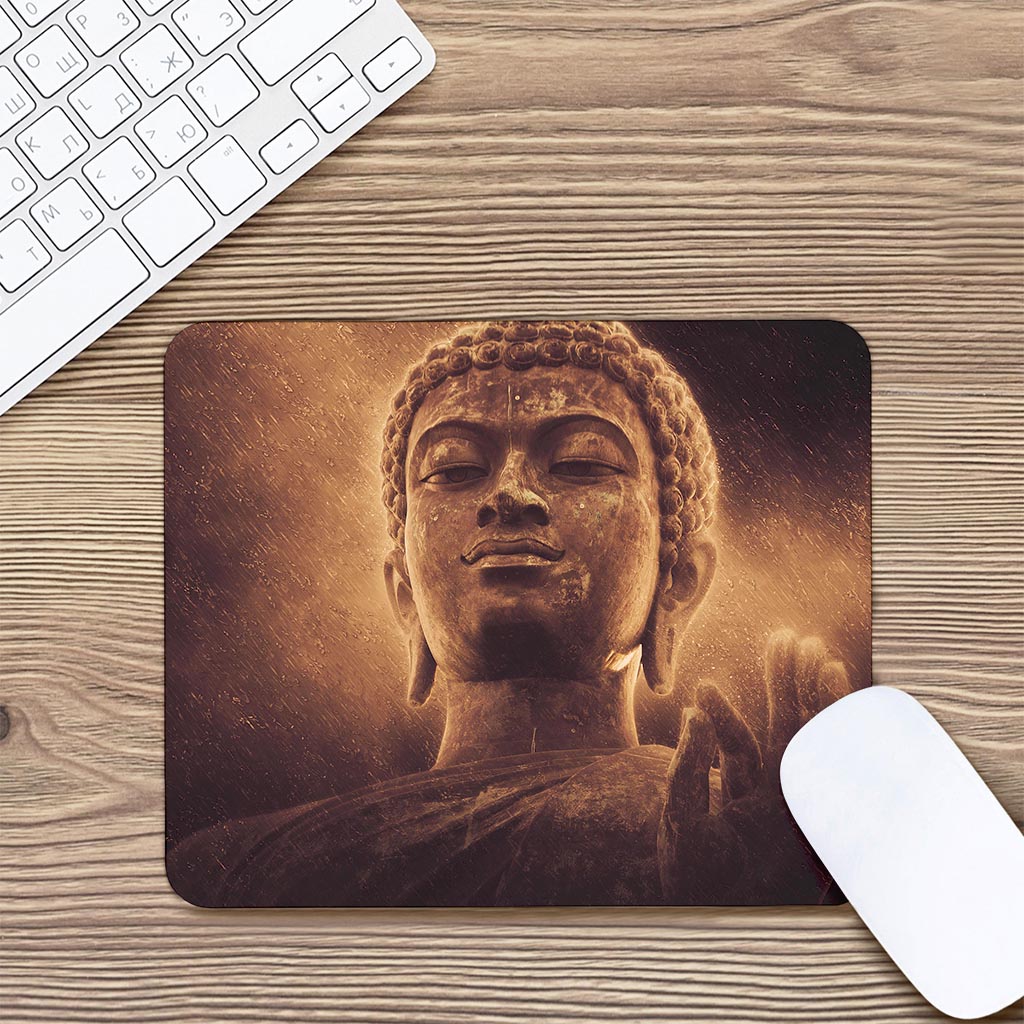 Vintage Buddha Statue Print Mouse Pad