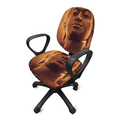Vintage Buddha Statue Print Office Chair Cover