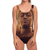 Vintage Buddha Statue Print One Piece Swimsuit