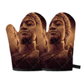Vintage Buddha Statue Print Oven Mitts