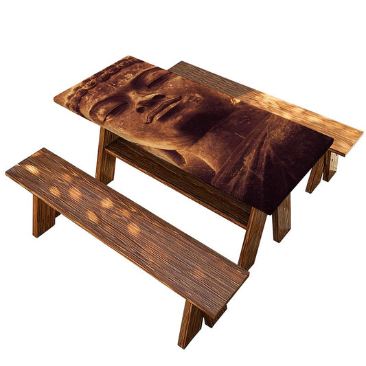 Vintage Buddha Statue Print Picnic Table Cover