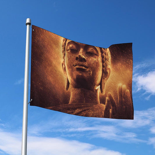 Vintage Buddha Statue Print Polyester Flag