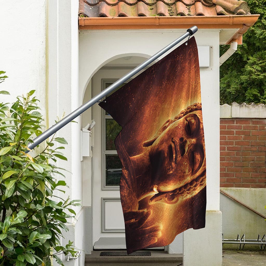 Vintage Buddha Statue Print Polyester Flag