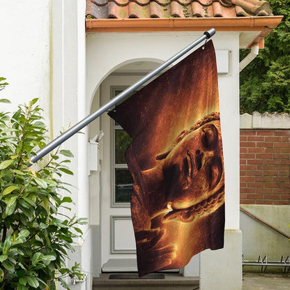Vintage Buddha Statue Print Polyester Flag
