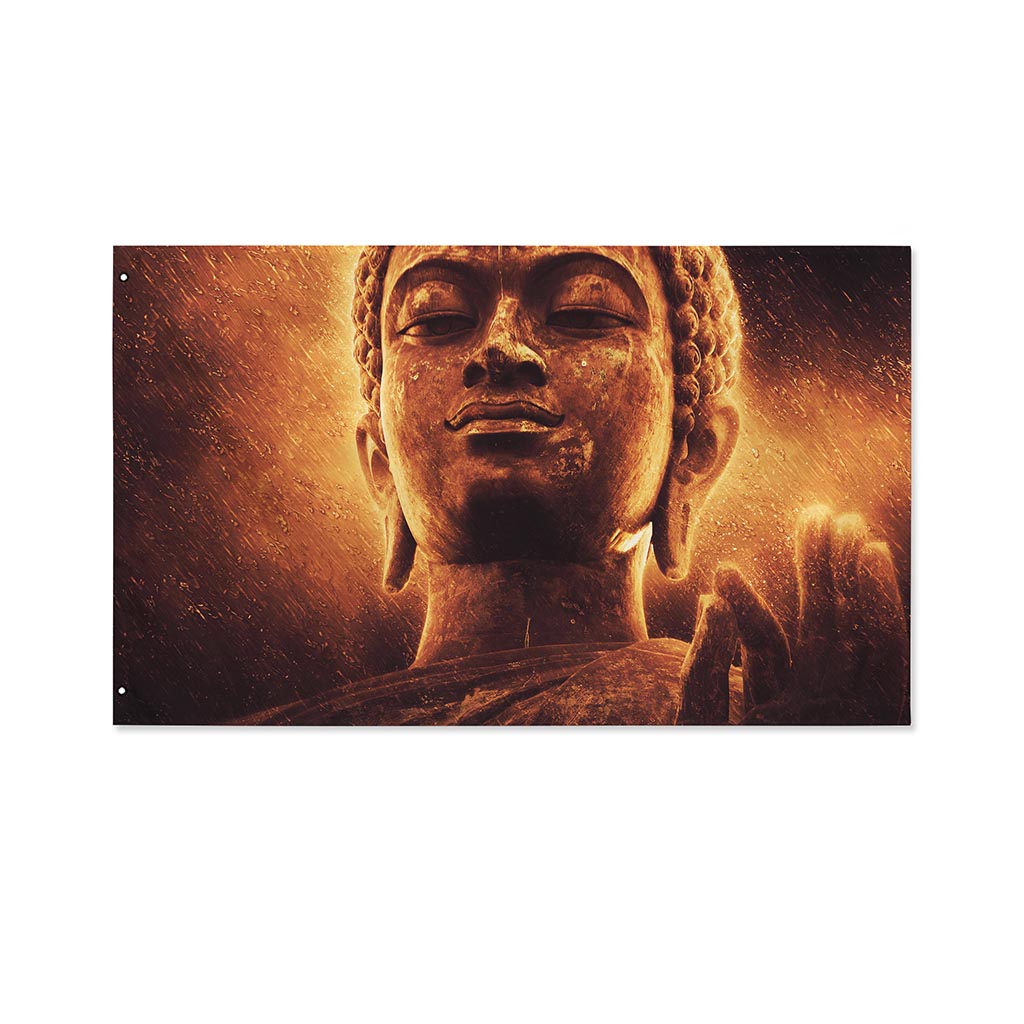 Vintage Buddha Statue Print Polyester Flag