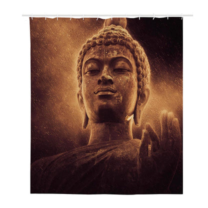 Vintage Buddha Statue Print Polyester Shower Curtain