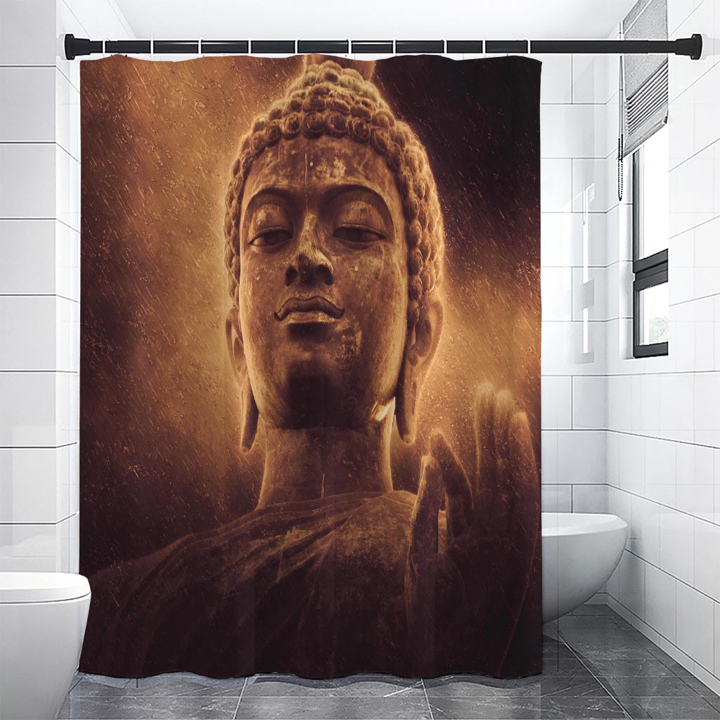 Vintage Buddha Statue Print Premium Shower Curtain