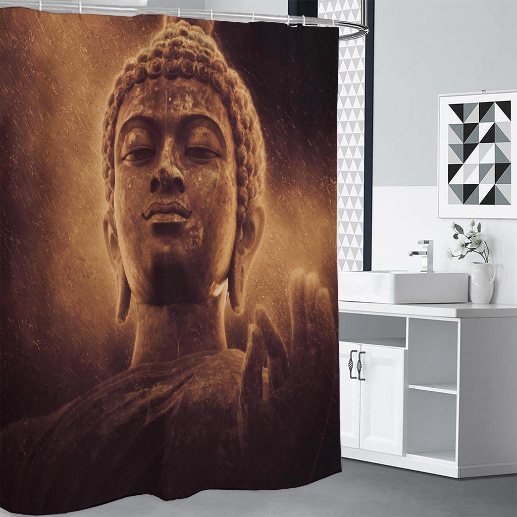 Vintage Buddha Statue Print Premium Shower Curtain