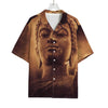 Vintage Buddha Statue Print Rayon Hawaiian Shirt