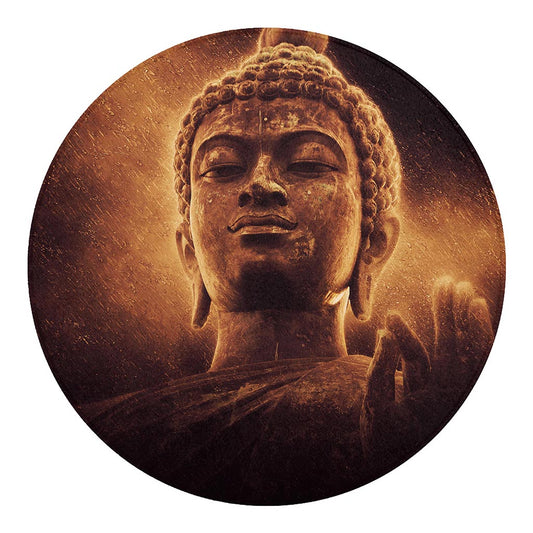 Vintage Buddha Statue Print Round Blanket