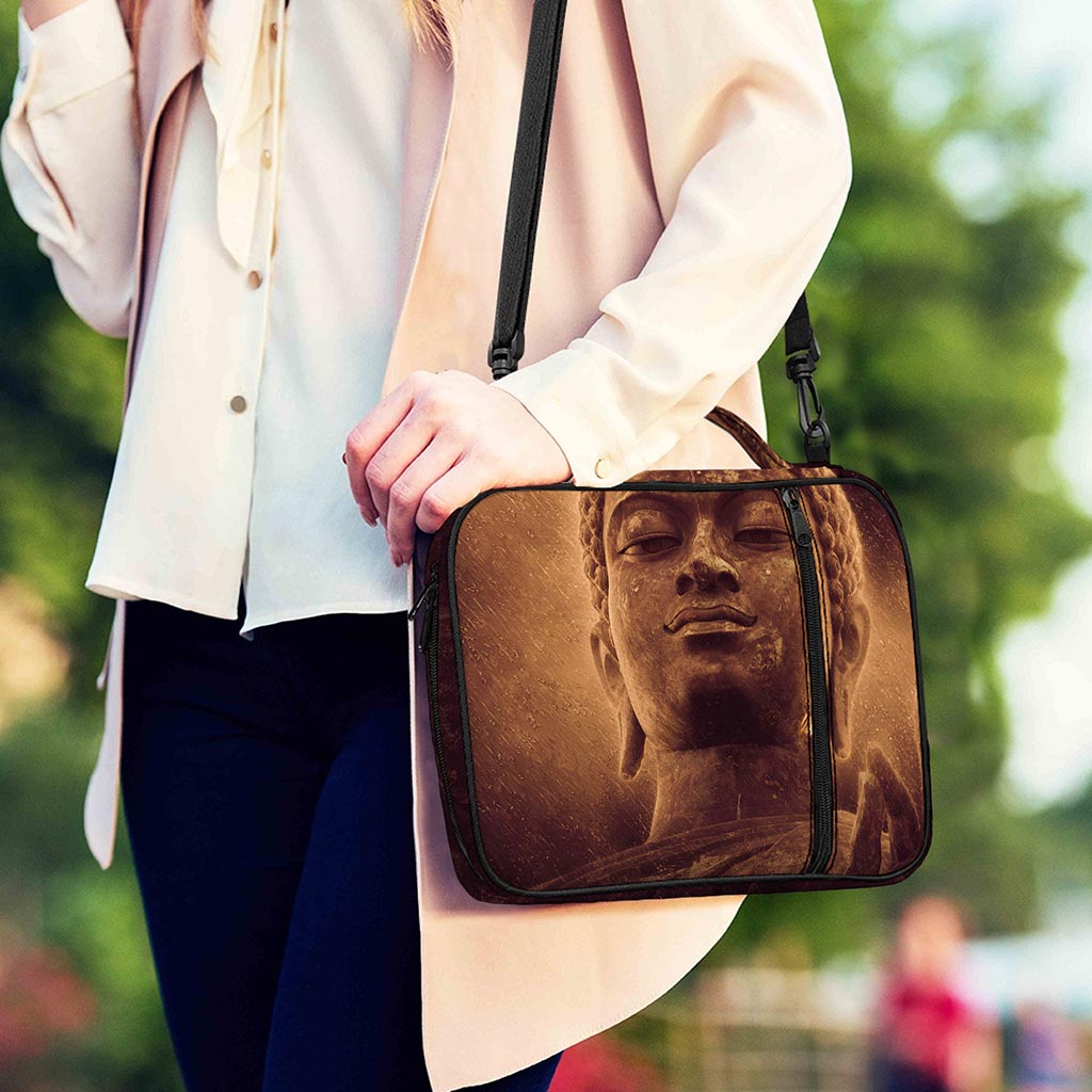 Vintage Buddha Statue Print Shoulder Strap Bible Bag