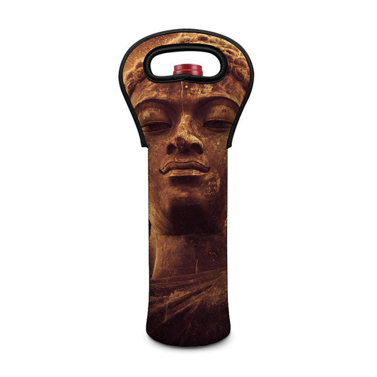 Vintage Buddha Statue Print Single Neoprene Wine Tote