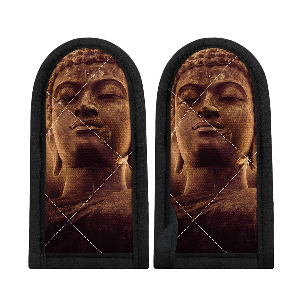 Vintage Buddha Statue Print Skillet Handle Cover
