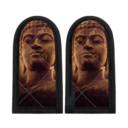 Vintage Buddha Statue Print Skillet Handle Cover