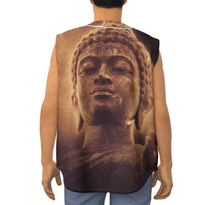 Vintage Buddha Statue Print Sleeveless Baseball Jersey