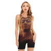 Vintage Buddha Statue Print Sleeveless One Piece Swimsuit