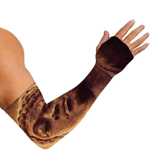 Vintage Buddha Statue Print Sun Protection Arm Sleeves