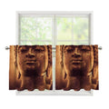 Vintage Buddha Statue Print Tier Curtains