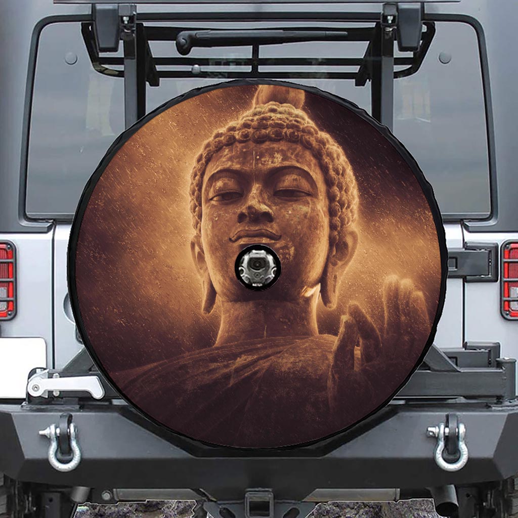 Vintage Buddha Statue Print Tire Cover With Camera Hole