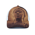 Vintage Buddha Statue Print White Mesh Trucker Hat