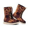 Vintage Buddha Statue Print Winter Boots