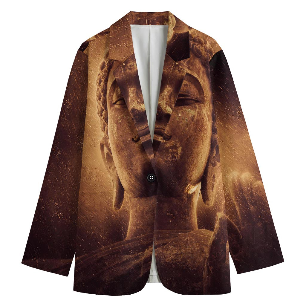 Vintage Buddha Statue Print Women's Blazer