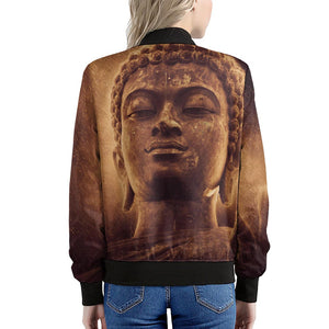 Vintage Buddha Statue Print Women's Bomber Jacket