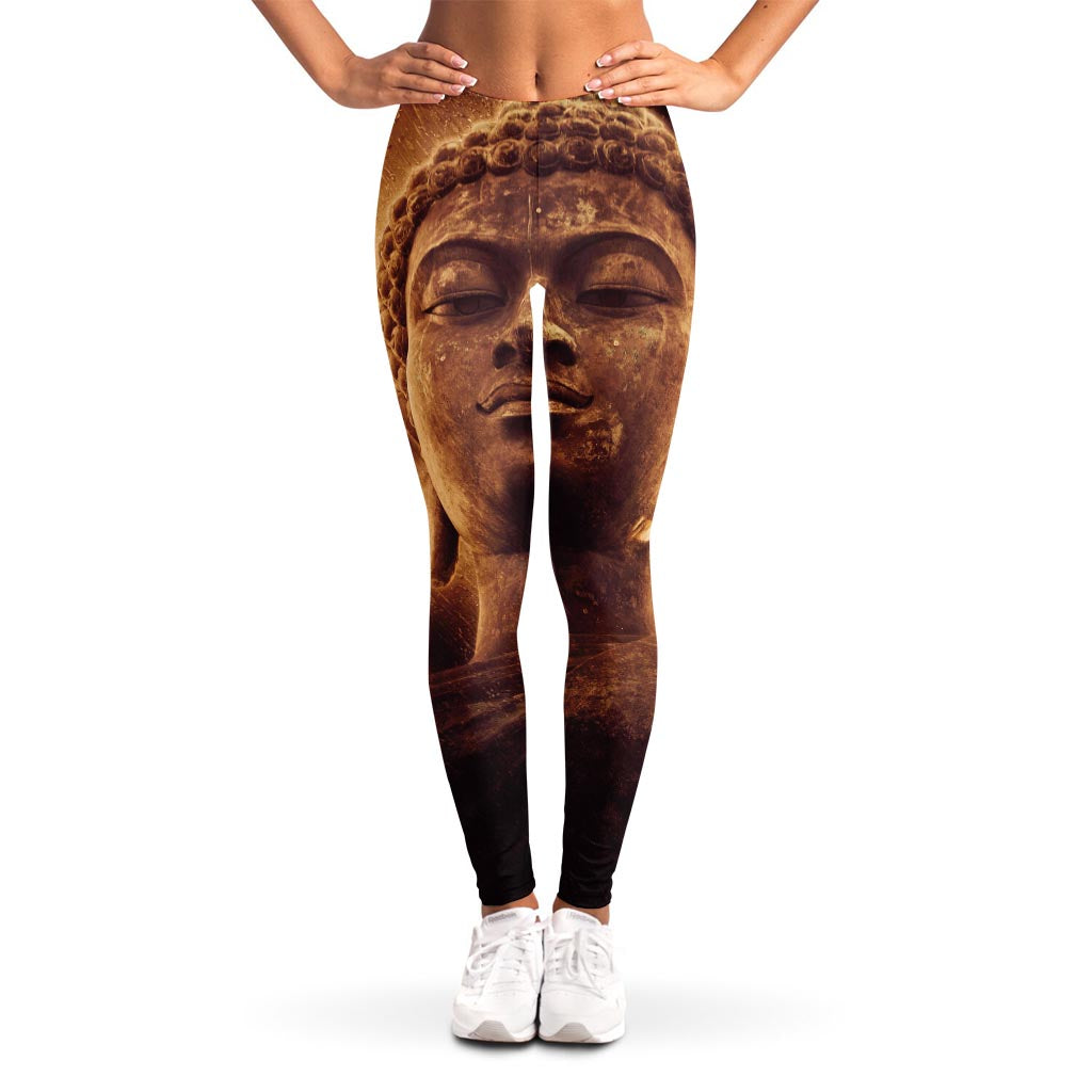 Vintage Buddha Statue Print Women's Leggings