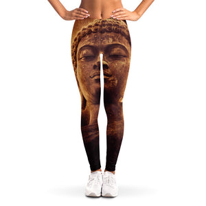 Vintage Buddha Statue Print Women's Leggings