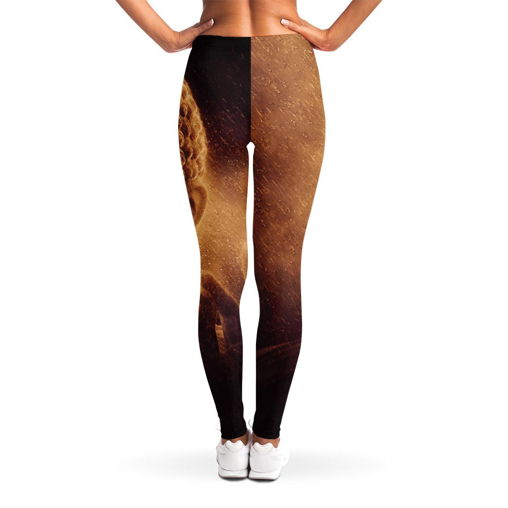 Vintage Buddha Statue Print Women's Leggings