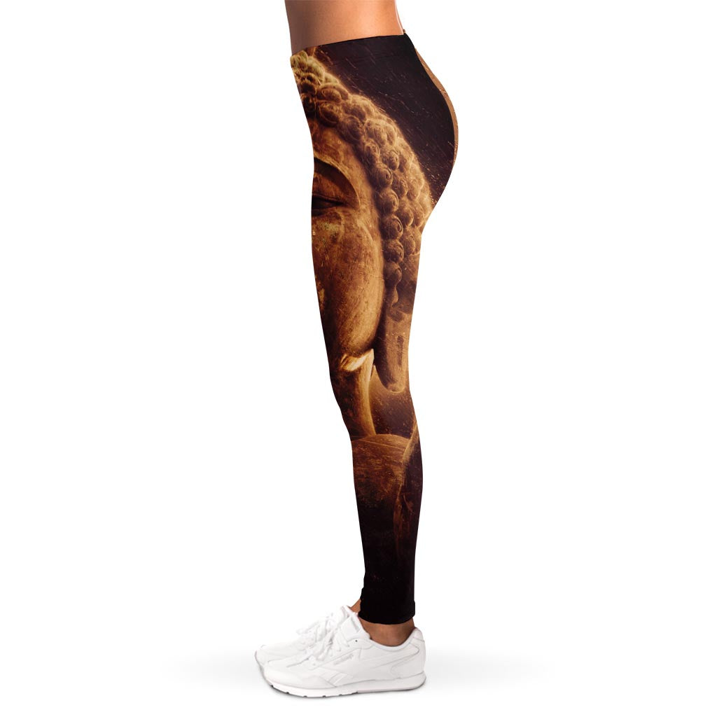 Vintage Buddha Statue Print Women's Leggings