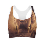 Vintage Buddha Statue Print Women's Sports Bra