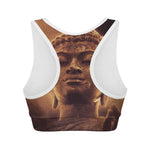 Vintage Buddha Statue Print Women's Sports Bra