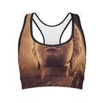 Vintage Buddha Statue Print Women's Sports Bra