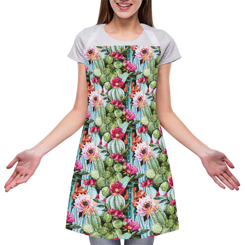 Vintage Cactus And Flower Print Adjustable Apron