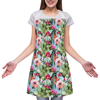 Vintage Cactus And Flower Print Adjustable Apron