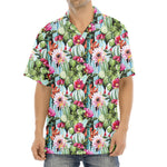 Vintage Cactus And Flower Print Aloha Shirt
